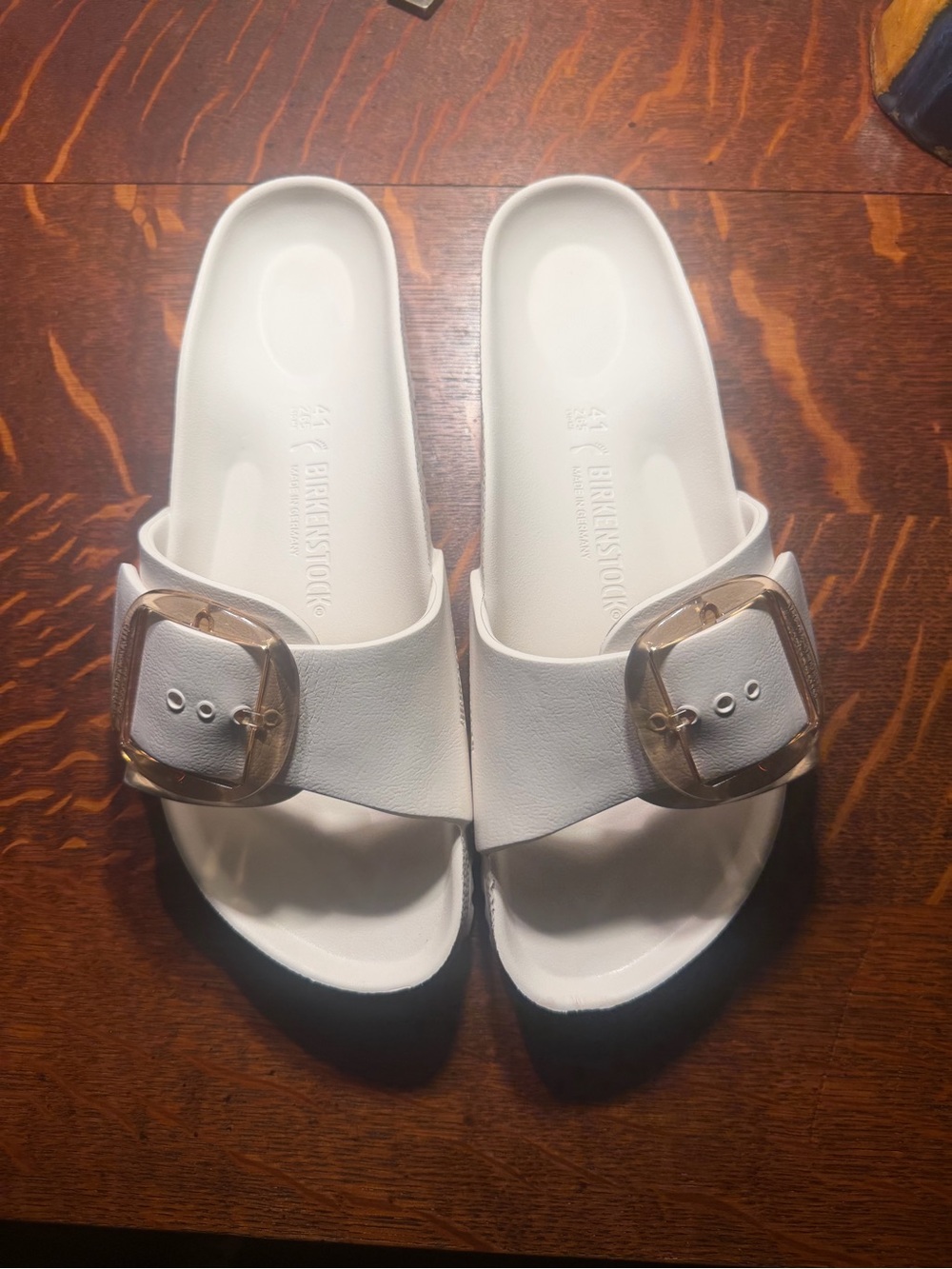 Birkenstock Slide Sandals with Accent Buckles, Size 10-10.5 EU Size 41